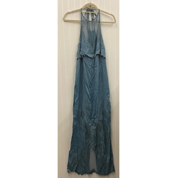 Free People Moonchild Embroidered Halter Maxi Dress Sz 12 - Picture 3 of 15